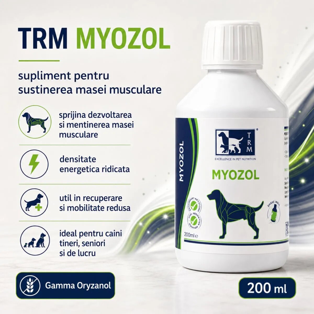 TRM Myozol multivitamine câini ulei Myozol XS-XL multivitamine câini flacon 200ml ulei