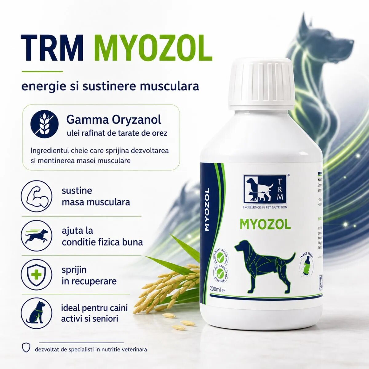 TRM Myozol multivitamine câini ulei Myozol XS-XL multivitamine câini flacon 200ml ulei