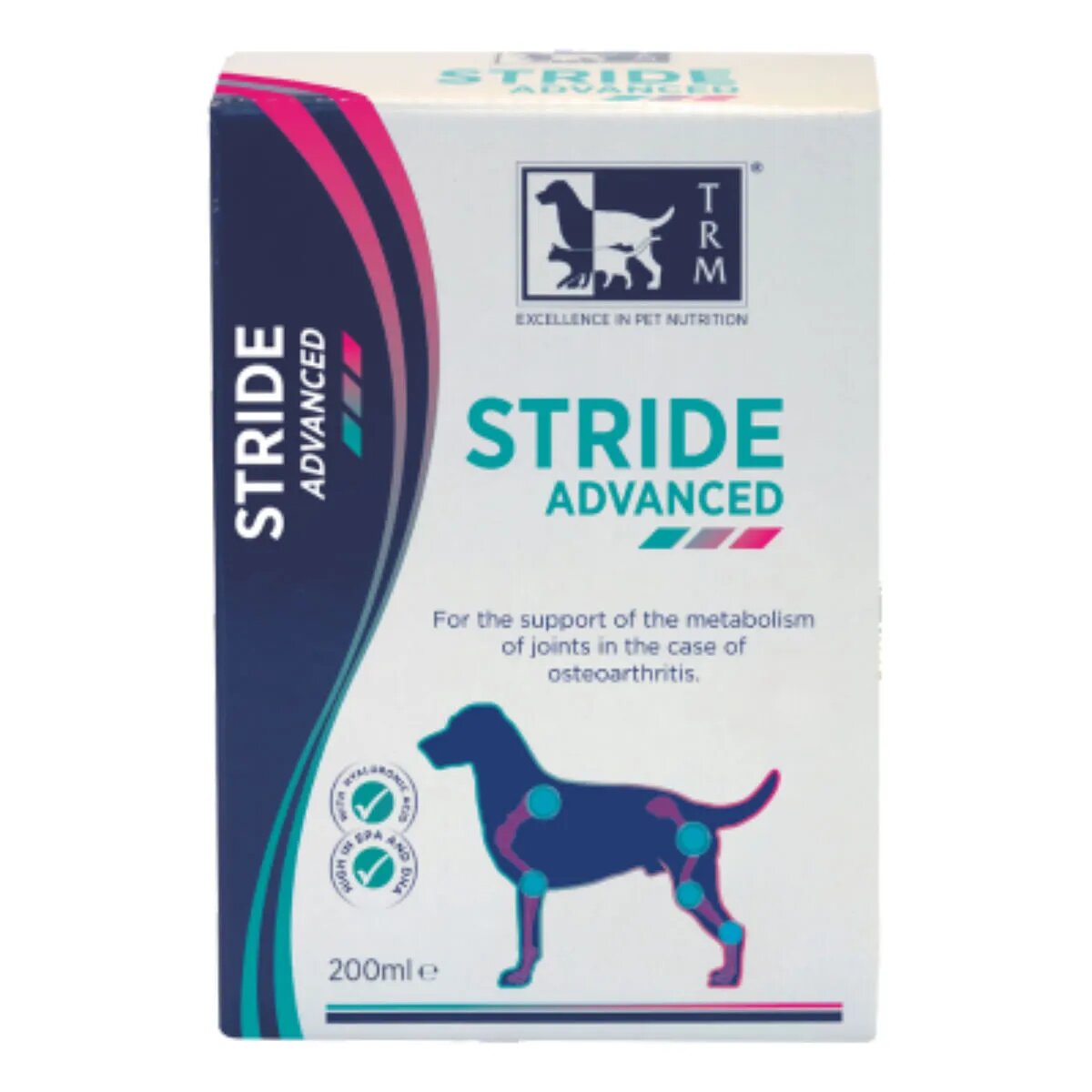 TRM Stride Advanced supliment sistem articular câini suspensie orală Stride Advanced XS-XL supliment sistem articular câini flacon 200ml suspensie orală
