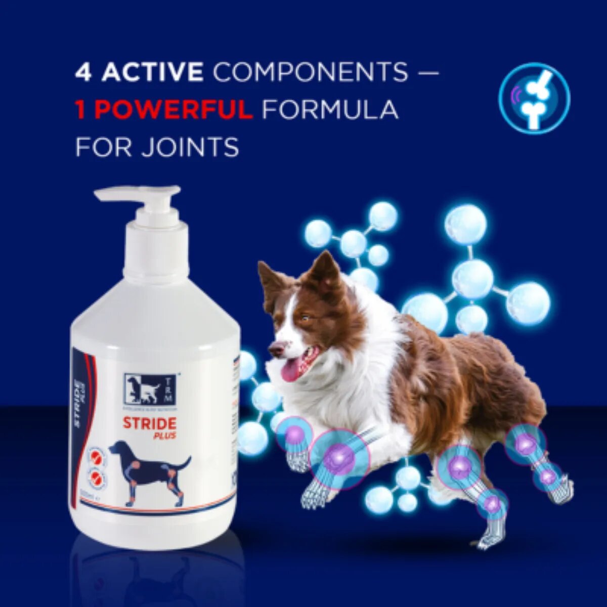 TRM Stride Plus supliment sistem articular câini suspensie orală Stride Plus XS-XL supliment sistem articular câini flacon 500ml suspensie orală