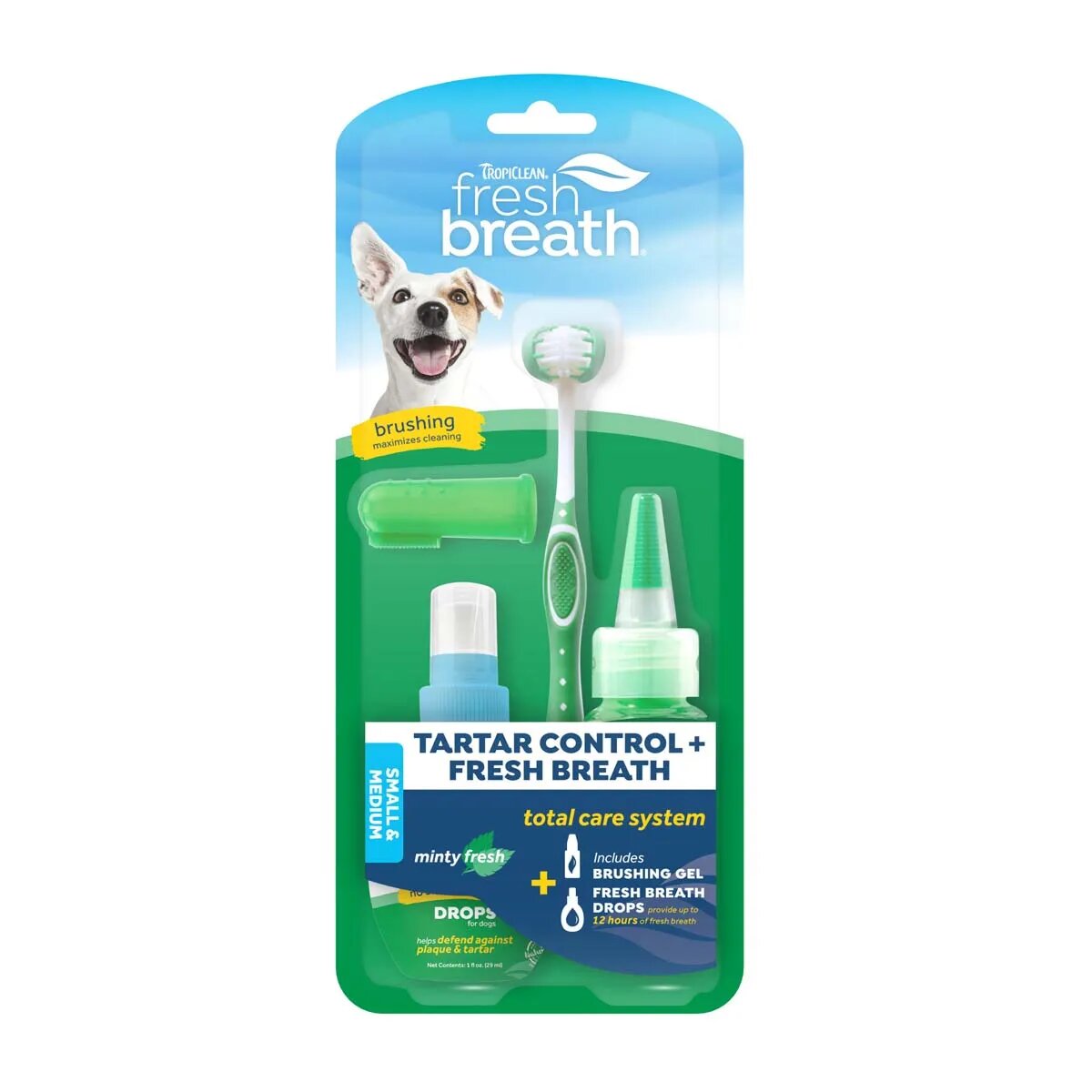 Tropiclean Kit Igiena Orala pentru Caini Talie Mica Advanced Whitening 59 ml