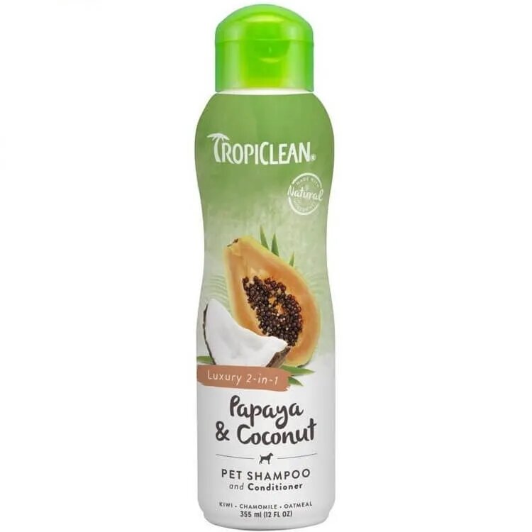 Tropiclean șampon și balsam 2în1 câini Papaya și Nucă de cocos flacon 592ml