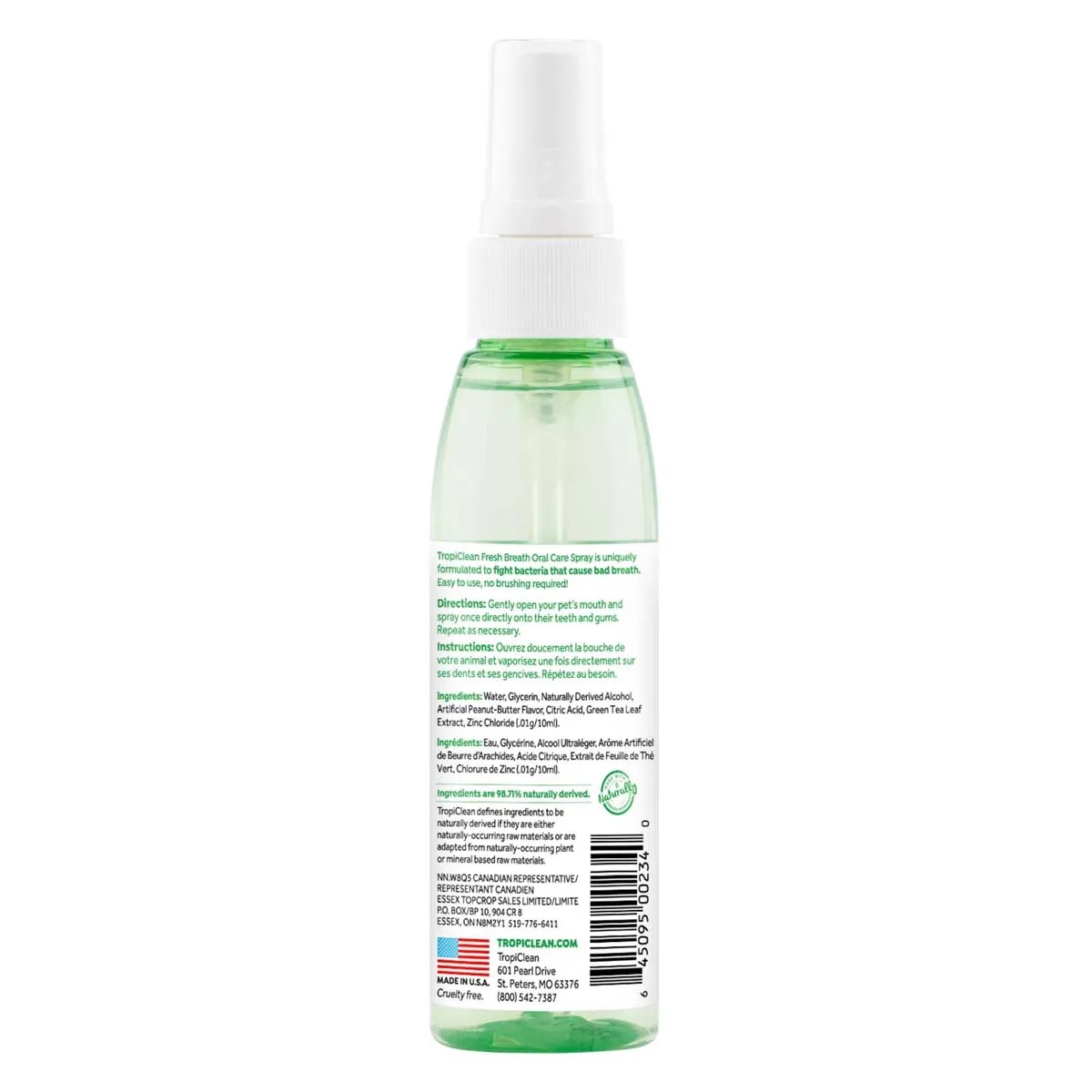 Tropiclean Spray de Gura Peanut Butter Oral Care 118 ml