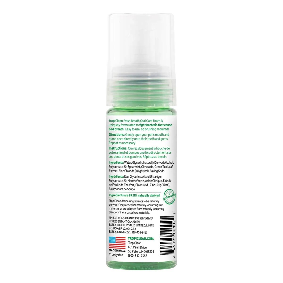 Tropiclean Spuma Improspatare Respiratie Oral Care Dogs 133 ml