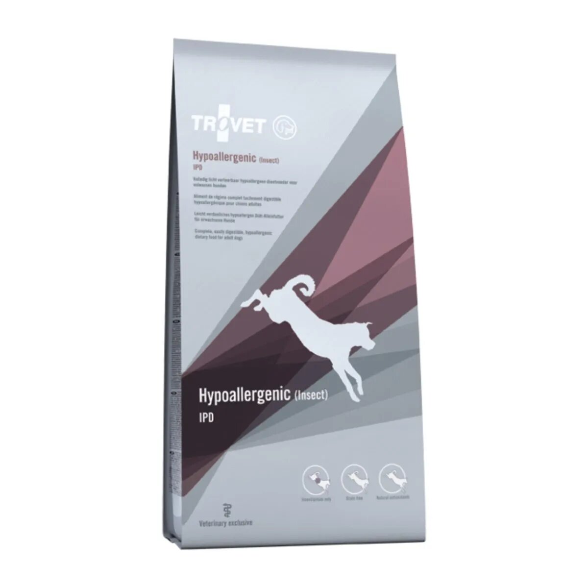 Trovet Dog Hypoallergenic IPD Proteina de Insecte dietă veterinară câini hrană uscată afecțiuni digestive și dermatologice 10kg