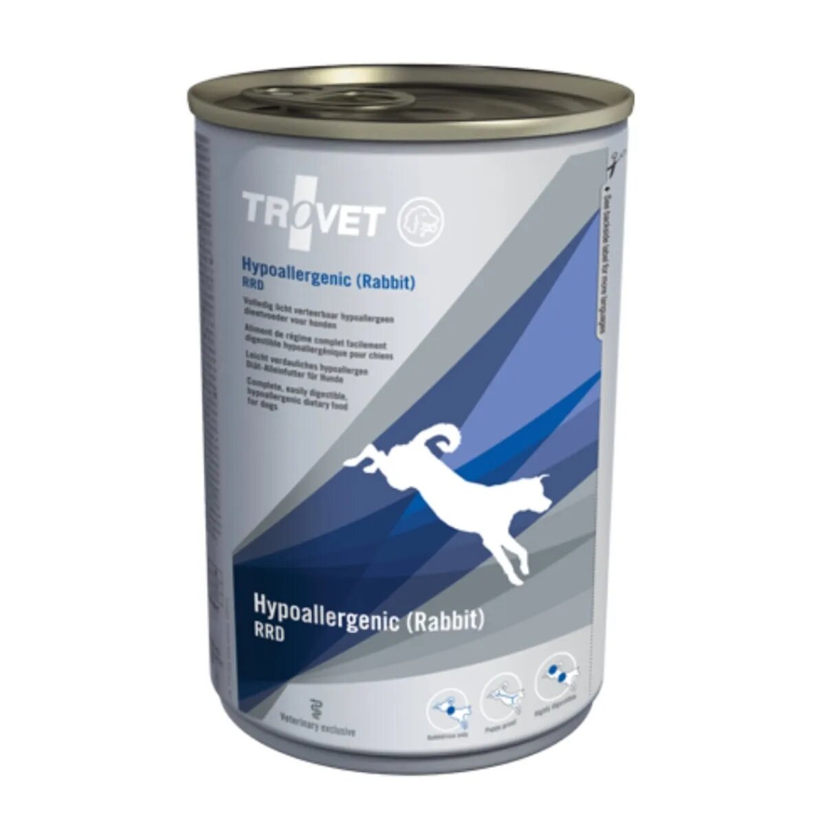 Trovet Dog Hypoallergenic RRD Iepure dietă veterinară câini conservă hrană umedă afecțiuni digestive si dermatologice (pate) 400g