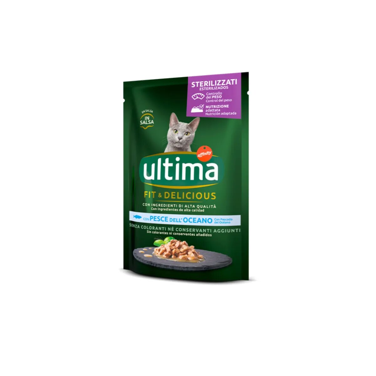 ULTIMA Fit & Delicious Sterilised Pește plic hrană umedă pisici sterilizate (în sos) 85g