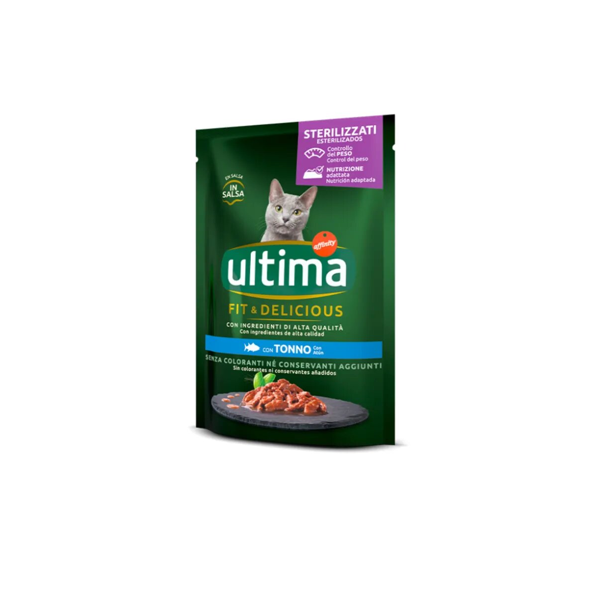 ULTIMA Fit & Delicious Sterilised Ton plic hrană umedă pisici sterilizate (în sos) 85g
