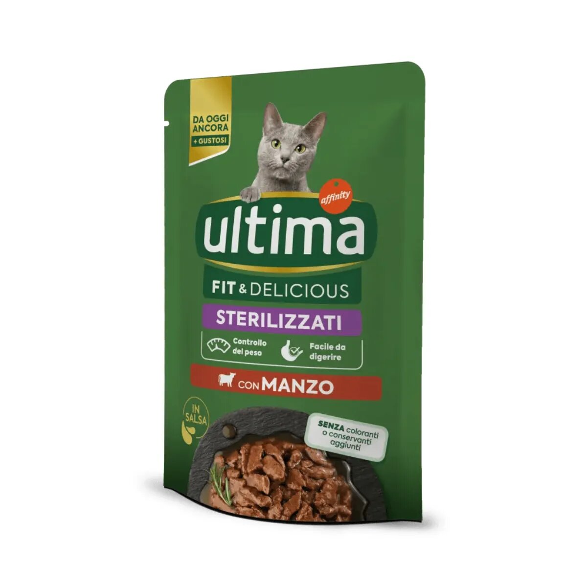 ULTIMA Fit & Delicious Sterilised Vită plic hrană umedă pisici sterilizate (în sos) 85g