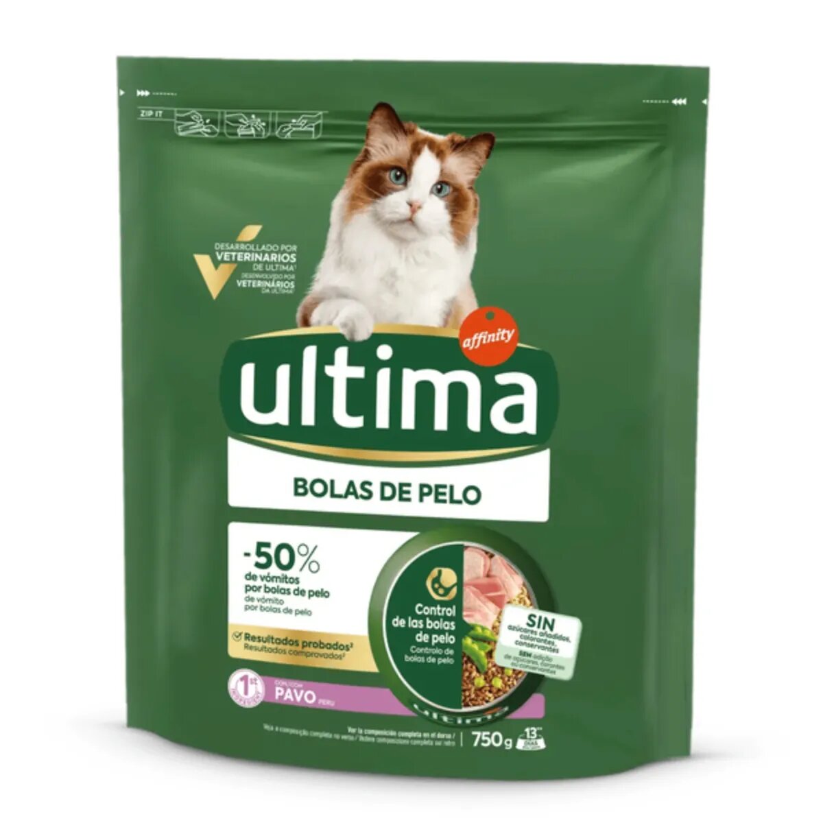 ULTIMA Hairball Curcan hrană uscată pisici limitarea ghemurilor de blană 750g