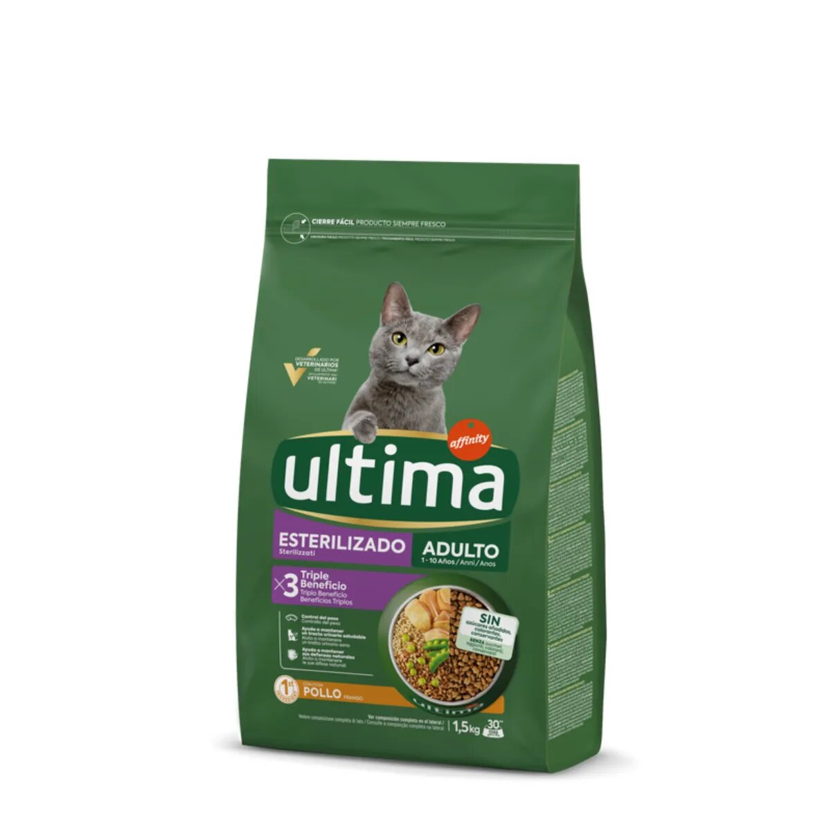 ULTIMA Sterilised Pui hrană uscată pisici sterilizate 1.5kg