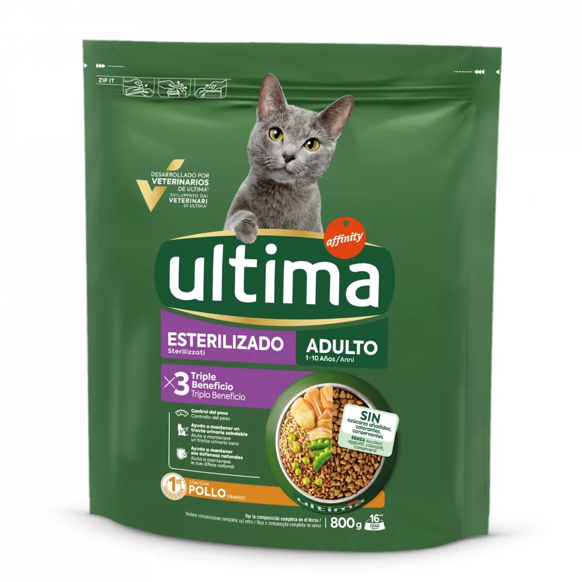 ULTIMA Sterilised Pui hrană uscată pisici sterilizate 800g