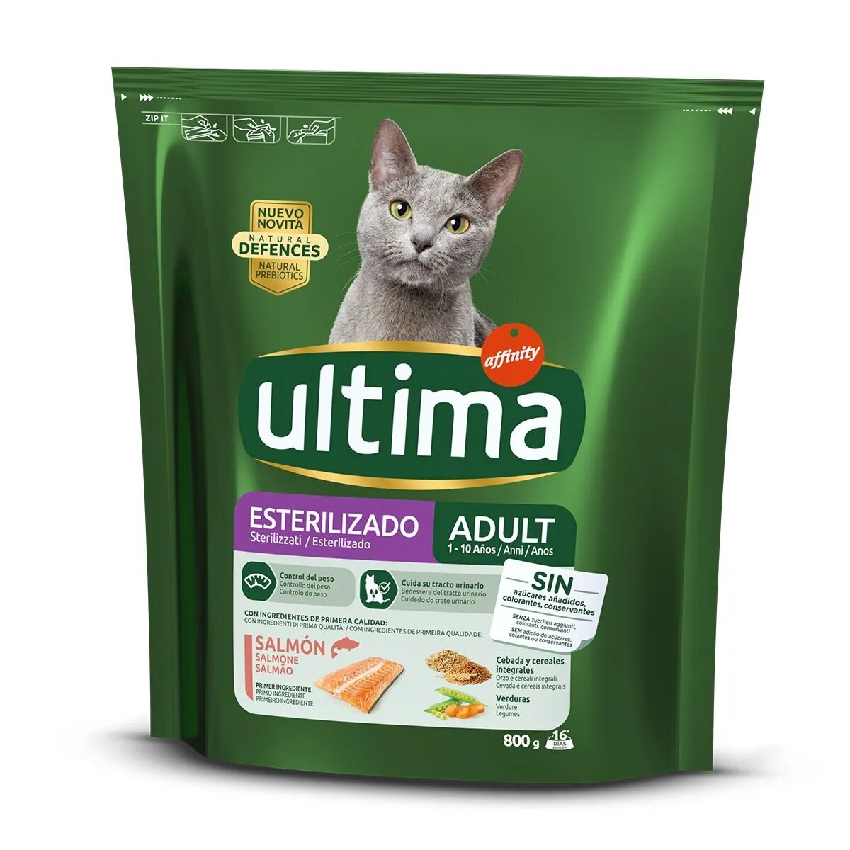 ULTIMA Sterilised Somon hrană uscată pisici sterilizate Cat Sterilised Adult Somon hrană uscată pisici sterilizate 800g