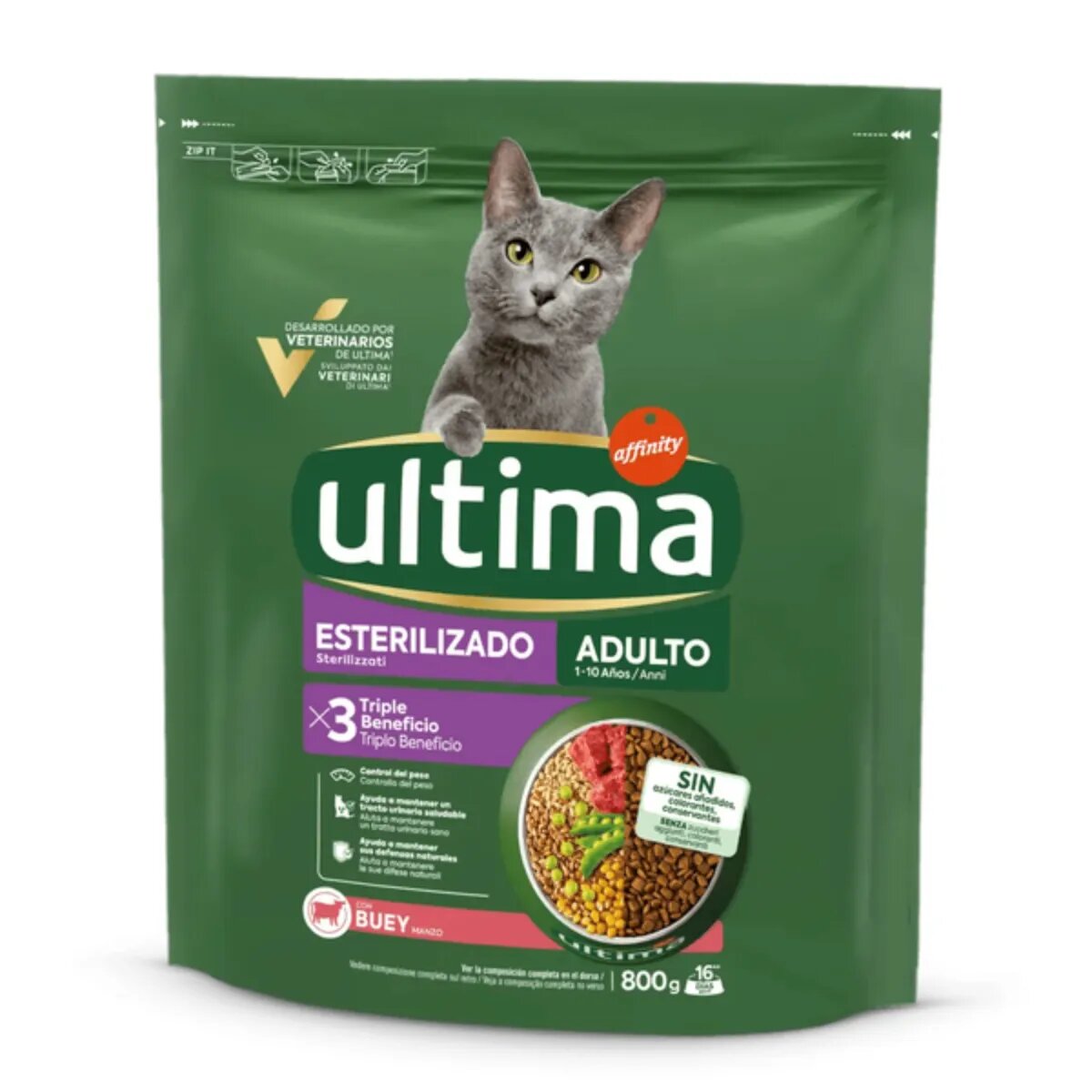 ULTIMA Sterilised Vită hrană uscată pisici sterilizate 800g
