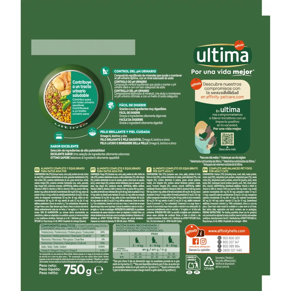 ULTIMA Urinary Pui hrană uscată pisici sistem urinar 750g