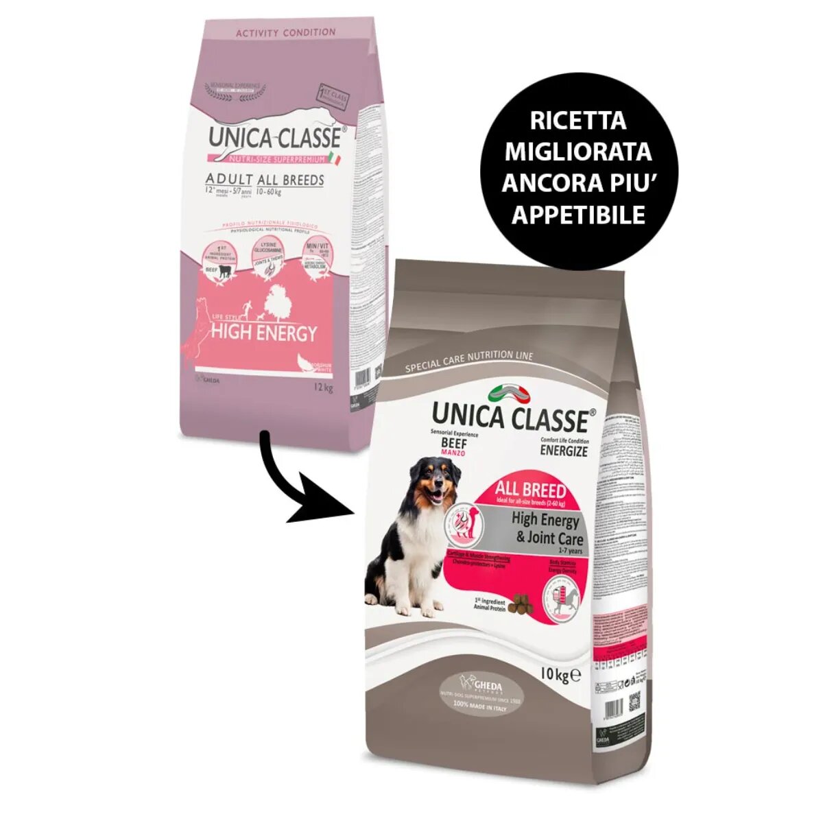 UNICA Classe High Energy & Joint Care XS-XL Vită hrană uscată câini sistem articular activitate intensă 12kg