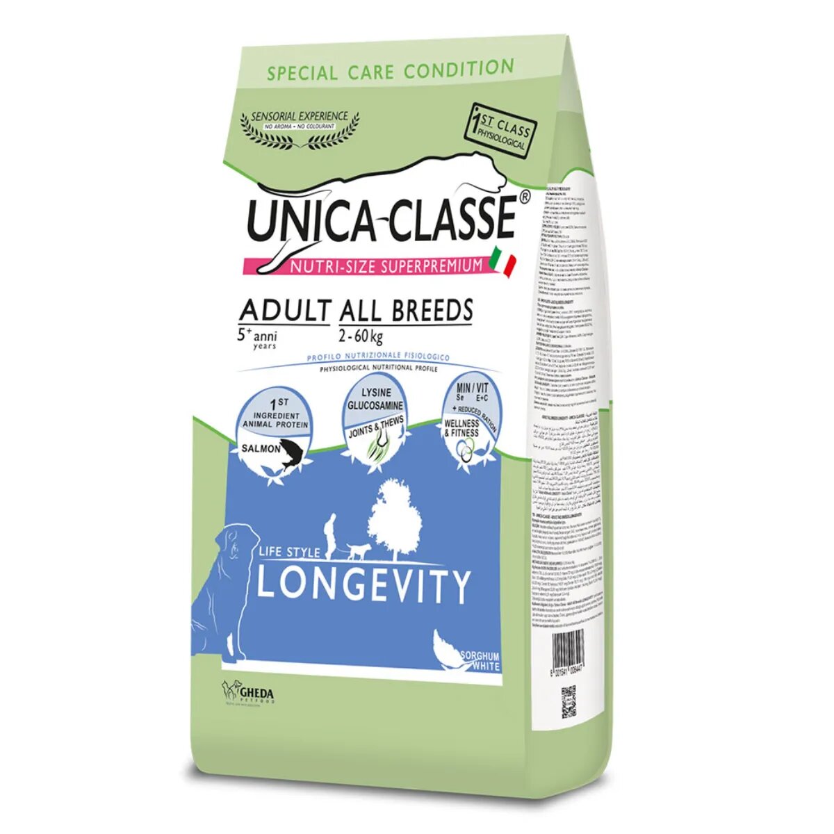 UNICA Classe Longevity XS-XL Somon hrană uscată conținut redus cereale câini obezitate 3kg