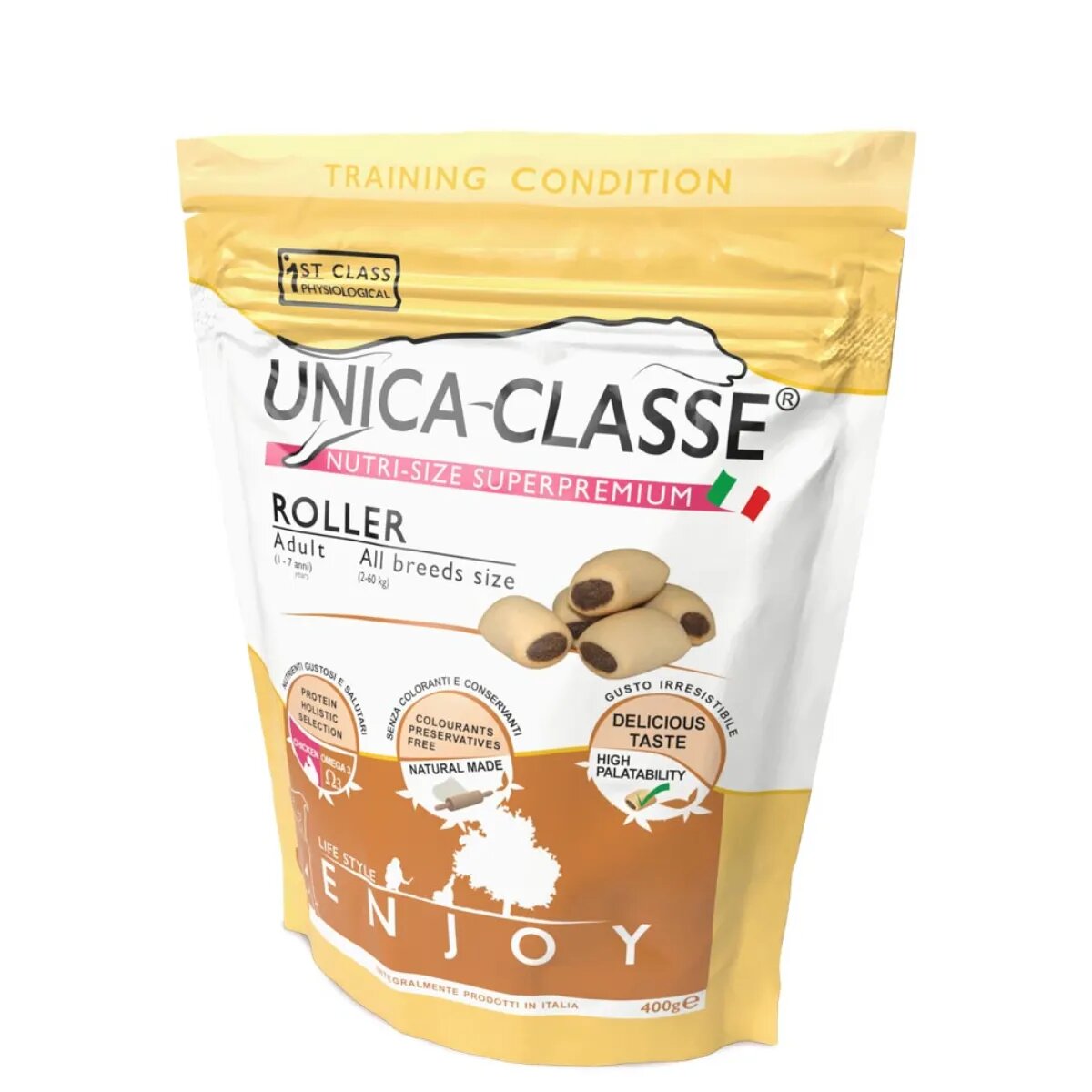 UNICA Classe Roller Enjoy XS-XL Pui punguță recompense câini 400g