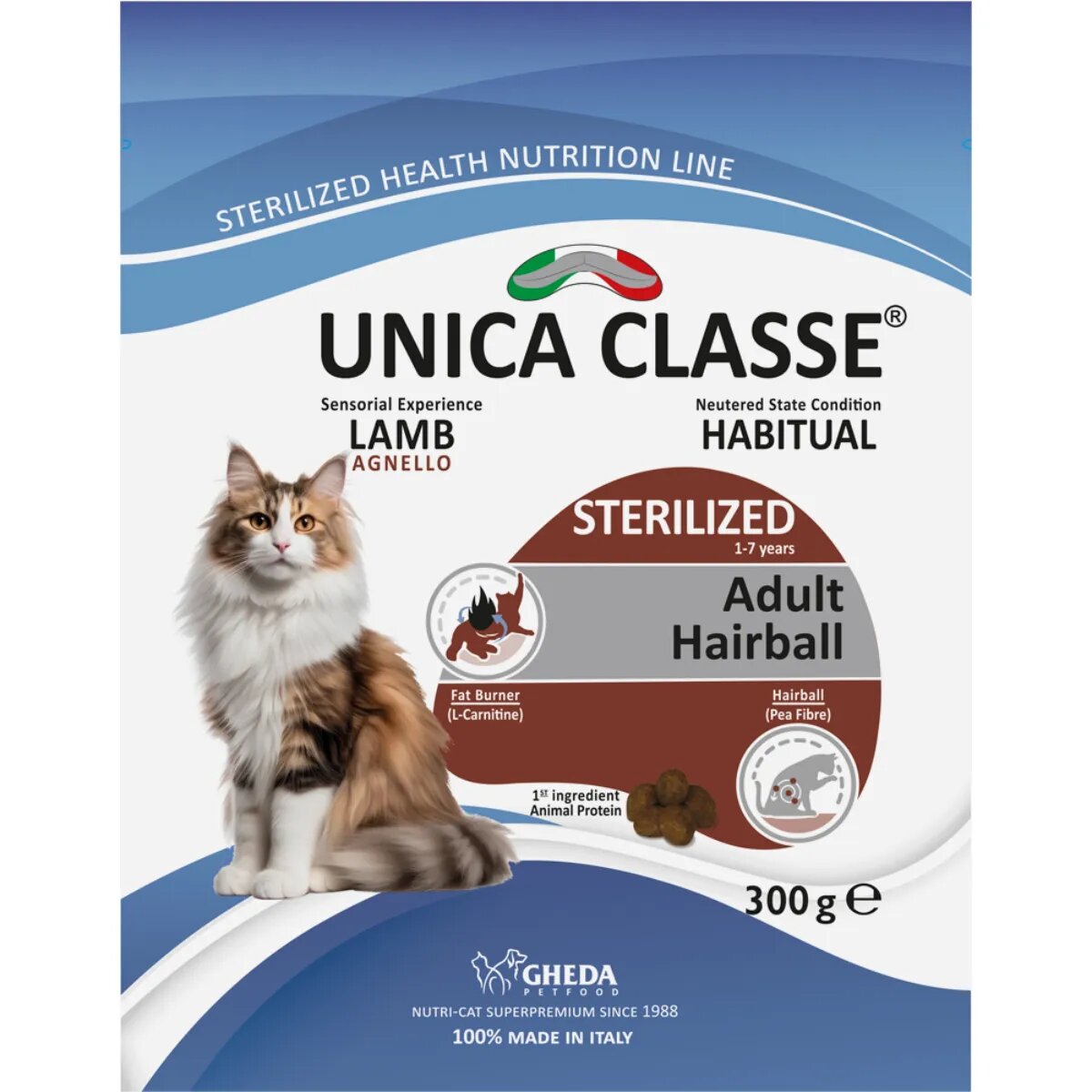UNICA Classe Sterilized Hairball Miel hrană uscată pisici sterilizați 10kg