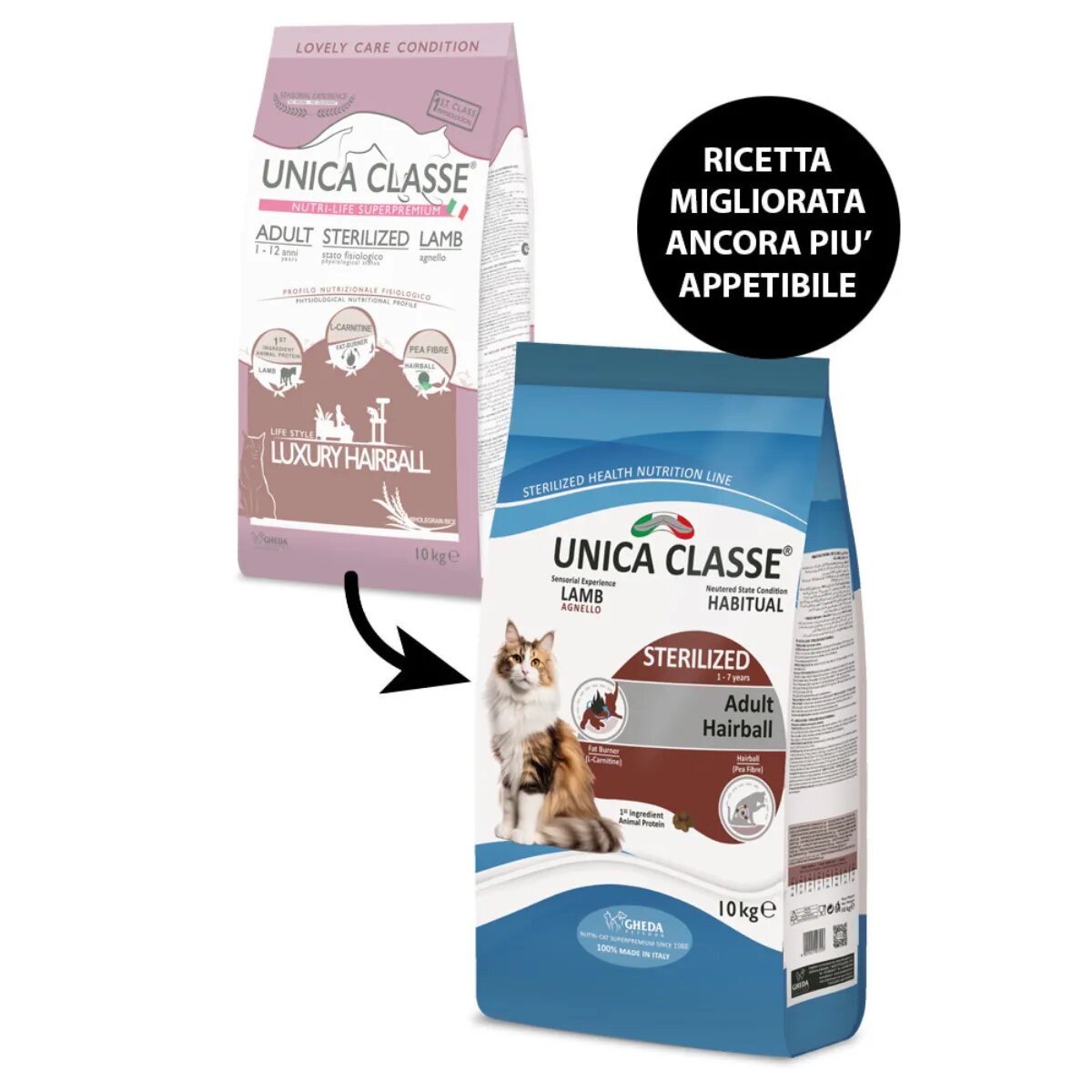 UNICA Classe Sterilized Hairball Miel hrană uscată pisici sterilizați 10kg