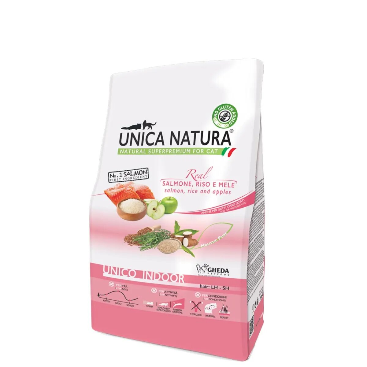 UNICA Natura Indoor Somon și Orez hrană uscată pisici 1.5kg