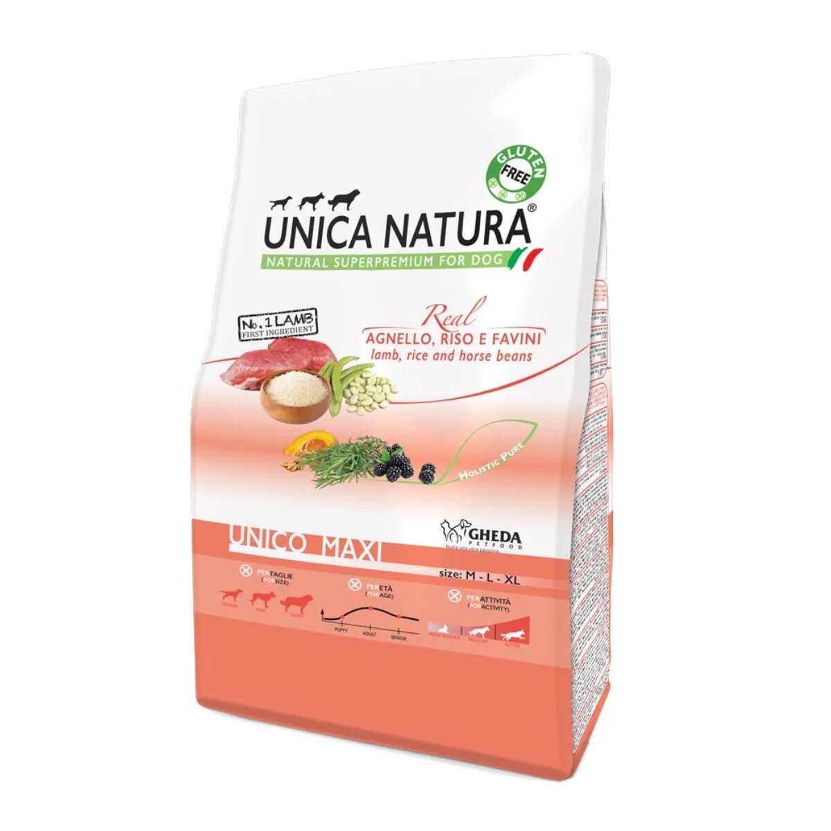 UNICA Natura Maxi L-XL Miel și Orez hrană uscată câini 12kg