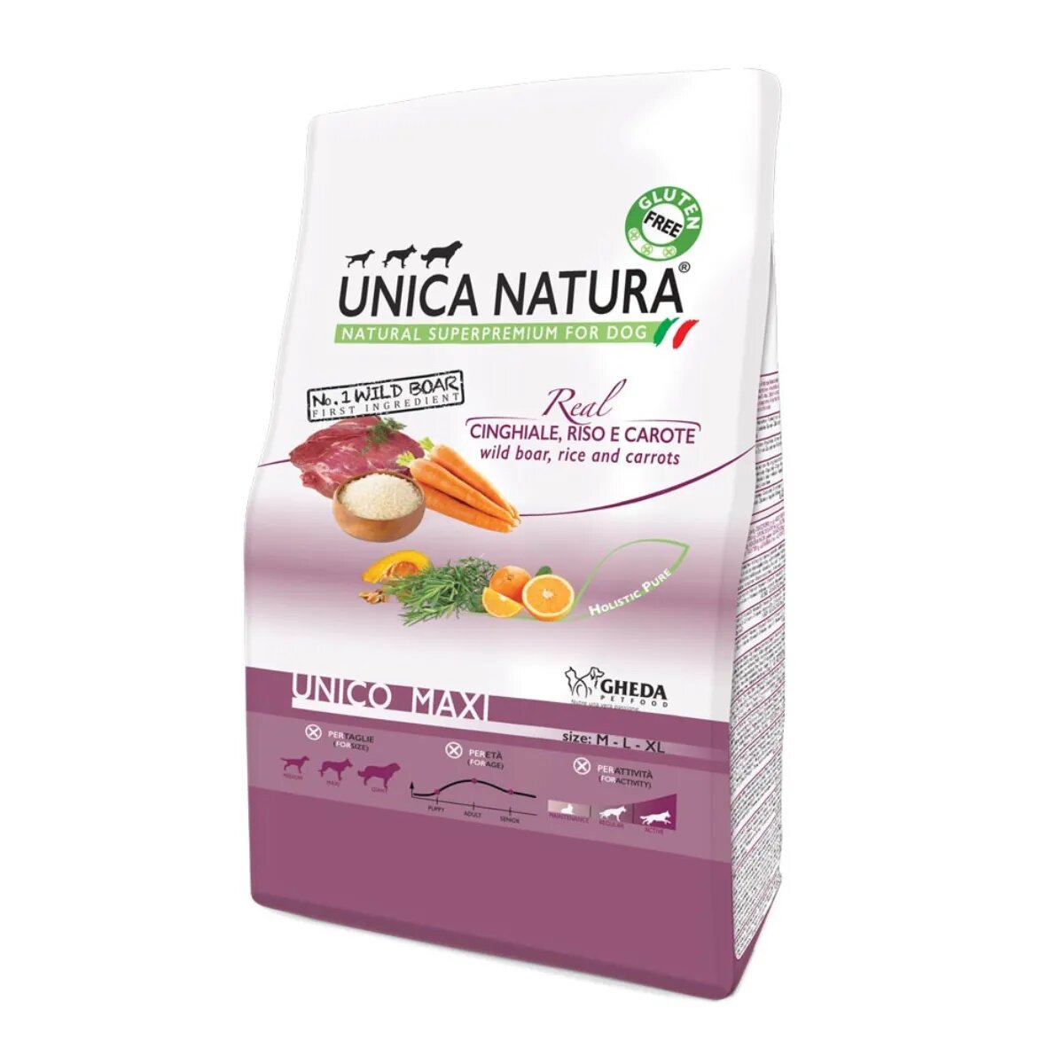 UNICA Natura Maxi L-XL Mistreț și Orez hrană uscată câini 12kg