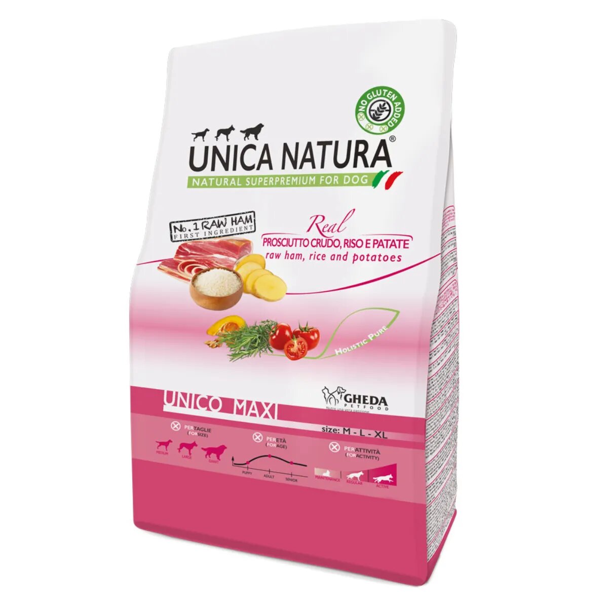 UNICA Natura Maxi L-XL Prosciutto Crudo și Orez hrană uscată câini 12kg
