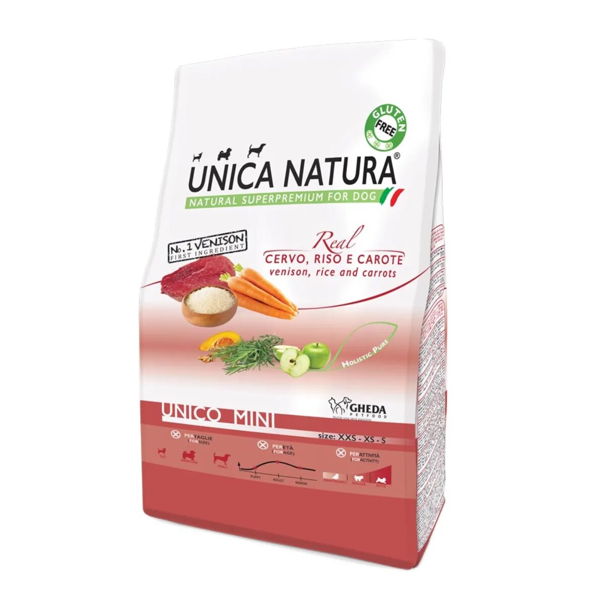 UNICA Natura Mini XS-S Căprioară și Orez hrană uscată câini 2.5kg