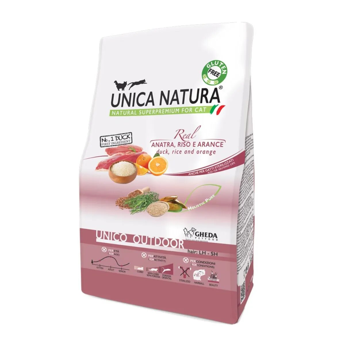 UNICA Natura Outdoor Rață și Orez hrană uscată pisici 1.5kg