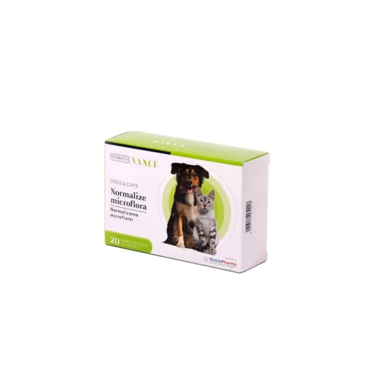 VANCE Probiotic Normalizarea Microflorei supliment sistem digestiv câini și pisici capsule Probiotic Normalizarea Microflorei XS-XL supliment sistem digestiv câini și pisici cutie 30 capsule