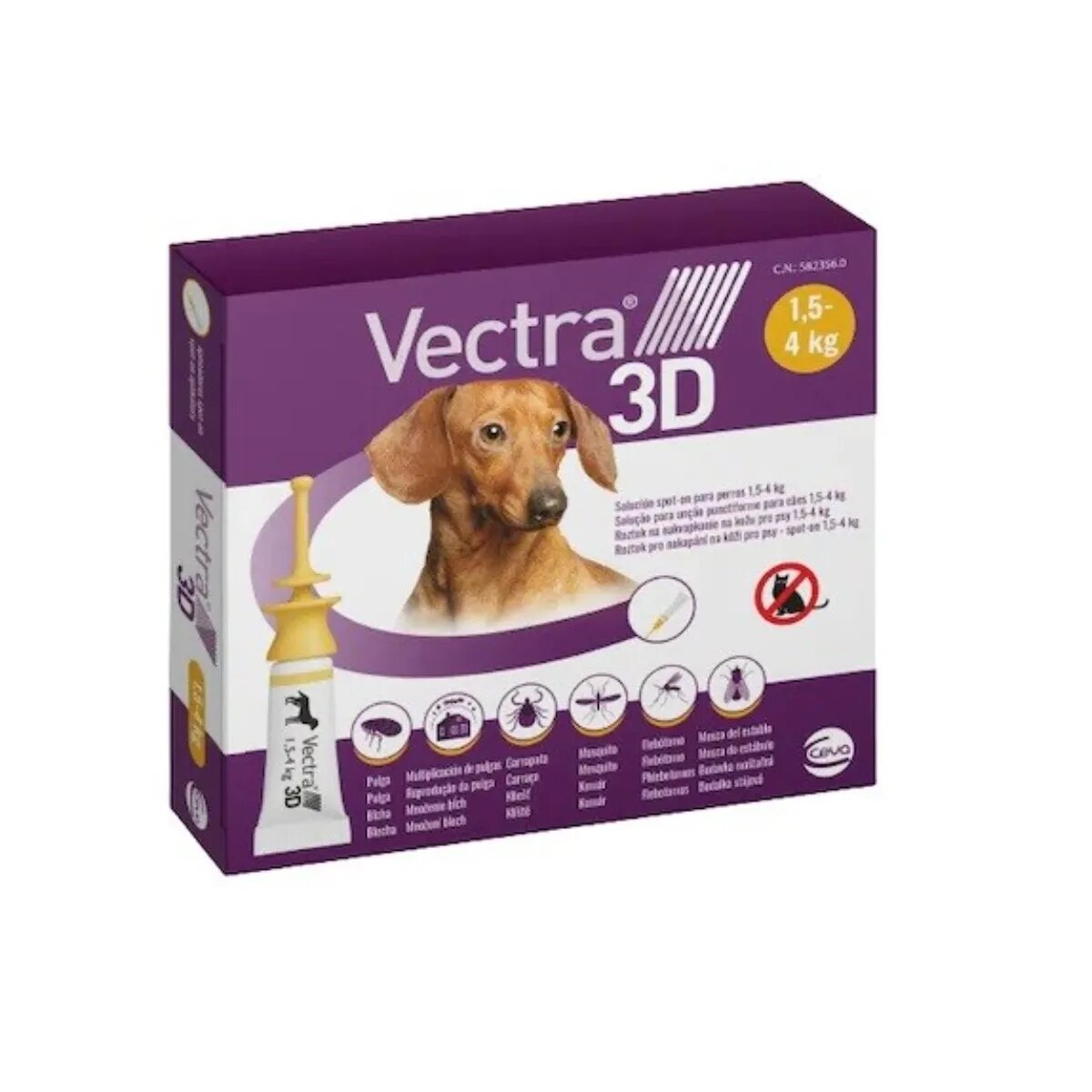Vectra 3D spot-on solutie antiparazitara caini spot-on soluție antiparazitară câini 1.5-4 kg 3 pipete