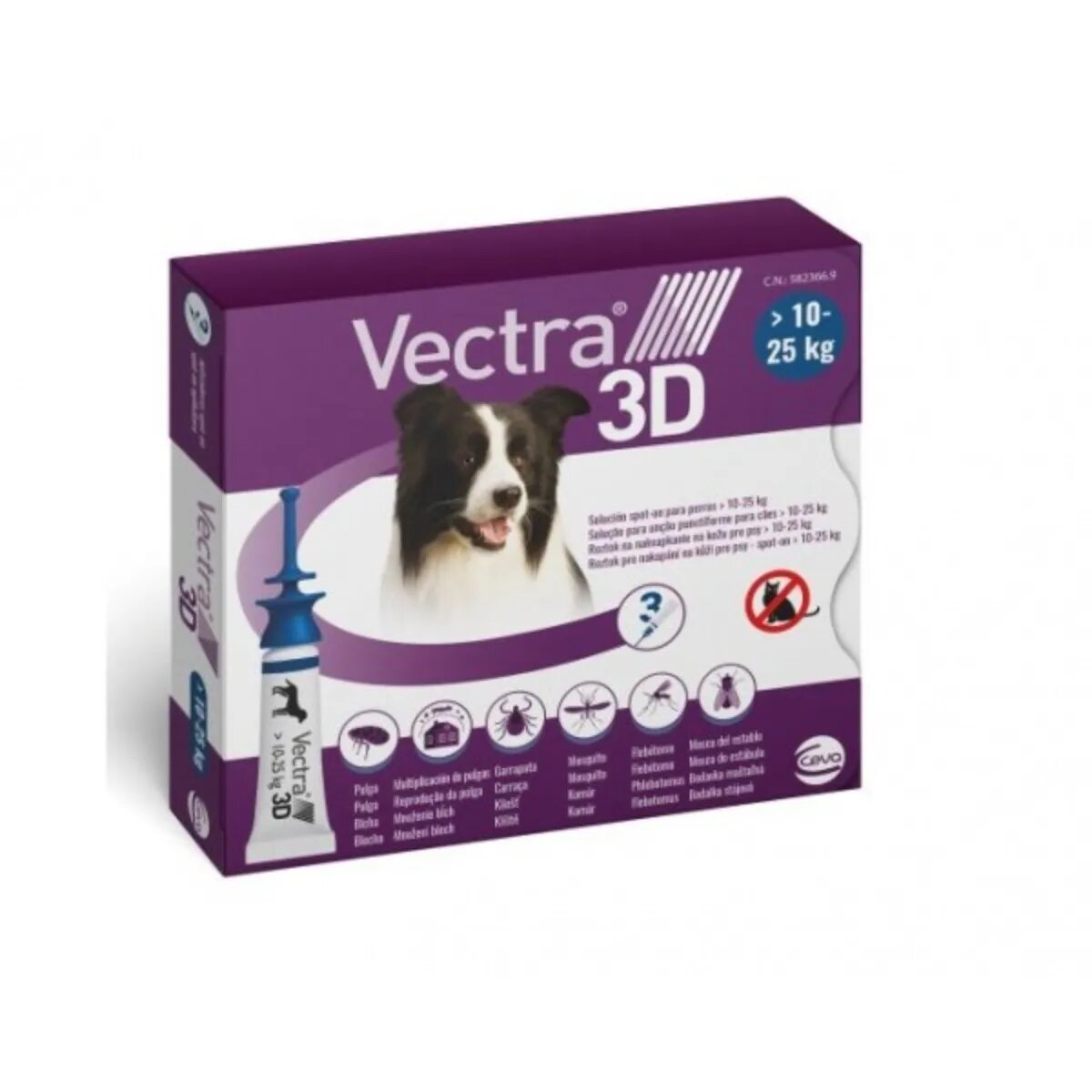 Vectra 3D spot-on solutie antiparazitara caini spot-on soluție antiparazitară câini 10-25 kg 3 pipete