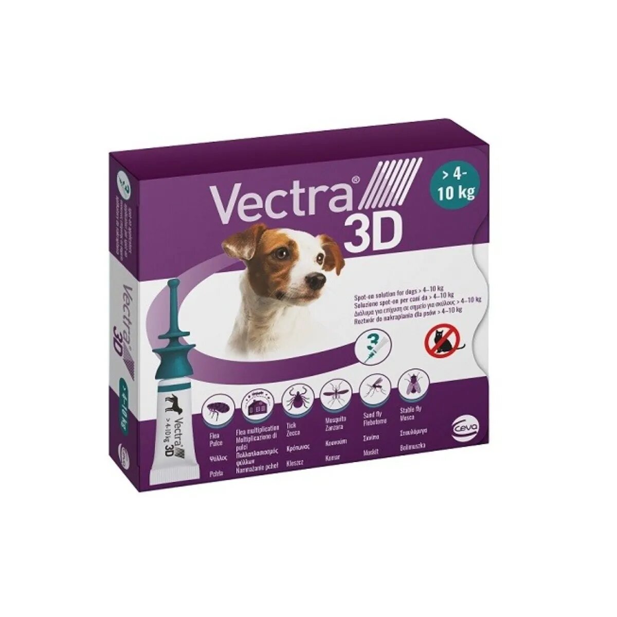 Vectra 3D spot-on solutie antiparazitara caini spot-on soluție antiparazitară câini 4 -10 kg 3 pipete