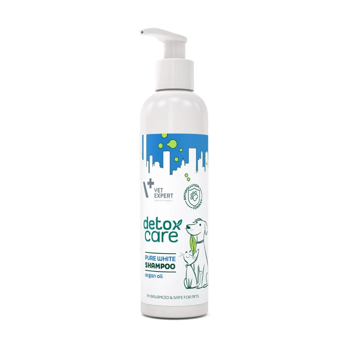 VET EXPERT Detox Care Pure White șampon câini și pisici blană albă hidratant flacon cu aplicator 250ml