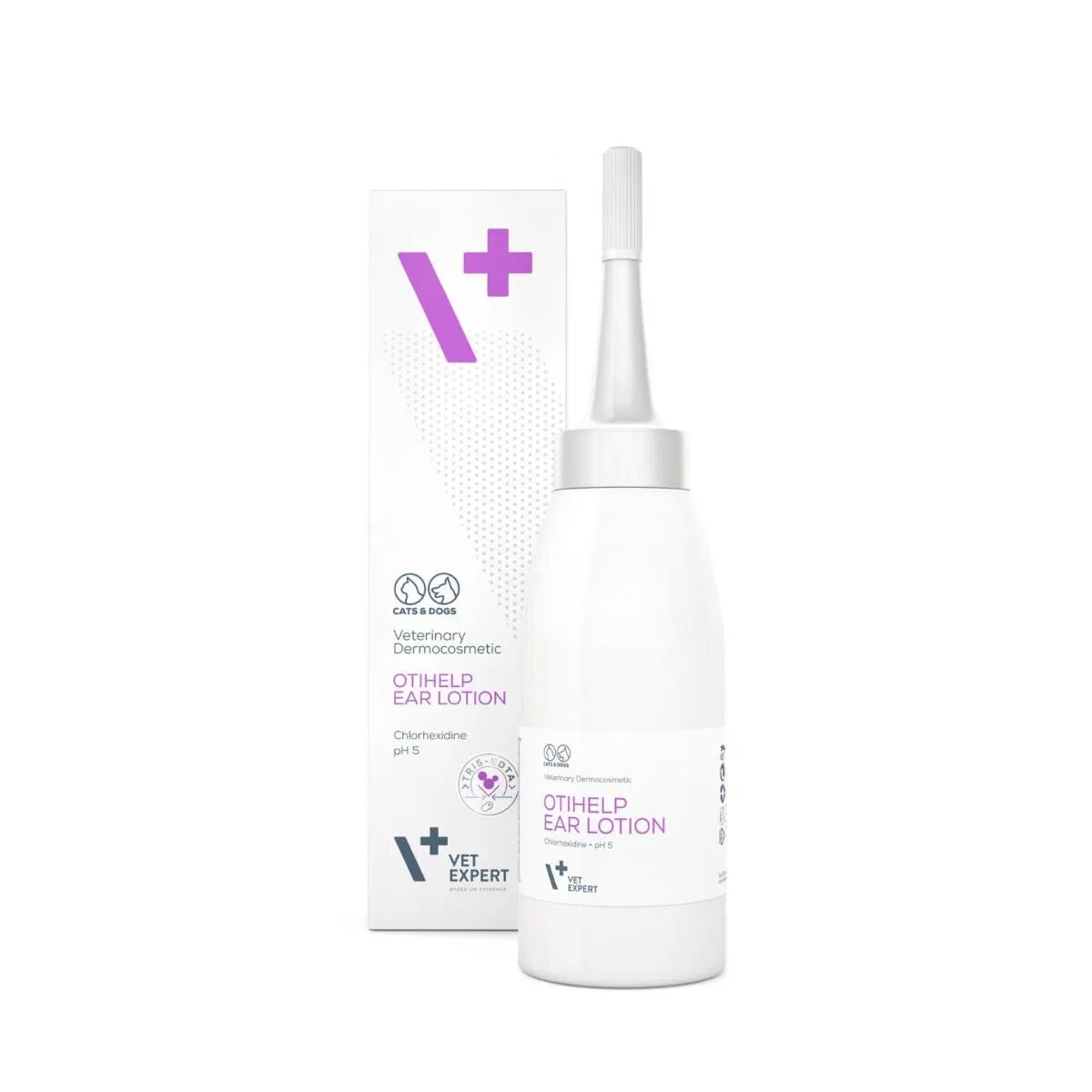 VET EXPERT OtiHelp Ear Lotion soluție igiena urechilor câini și pisici antibacteriană / antifungică hidratantă flacon cu aplicator 75ml