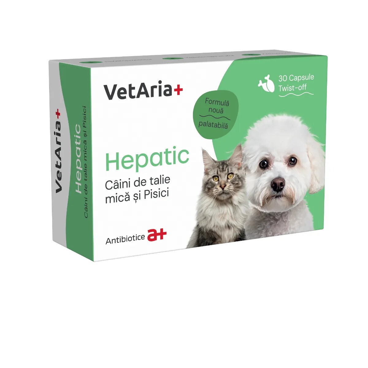 VETARIA+ Hepatic pisici și caini de talie mica XS-S supliment sistem hepatic câini și pisici Pui cutie 30 capsule
