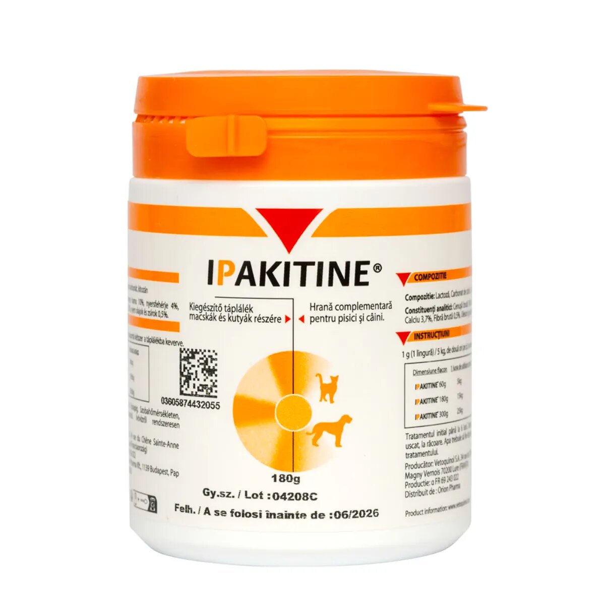 Vetoquinol Ipakitine supliment sistem renal câini pudră Ipakitine XS-XL supliment sistem renal câini și pisici flacon 180g pudră