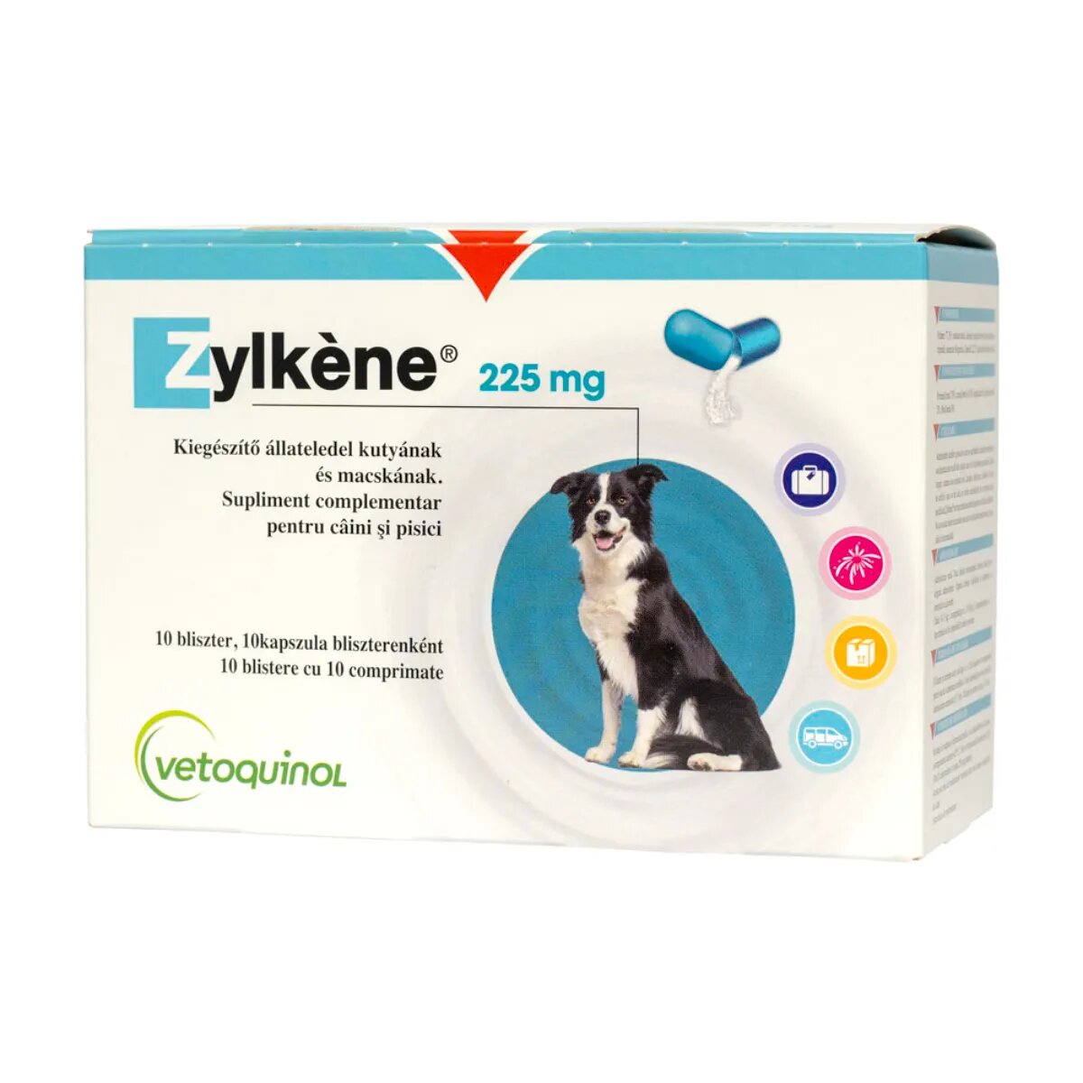 Vetoquinol Zylkene 225mg supliment sistem nervos & calmante câini capsule Zylkene 225mg M-XL supliment sistem nervos & calmante câini cutie 10 capsule