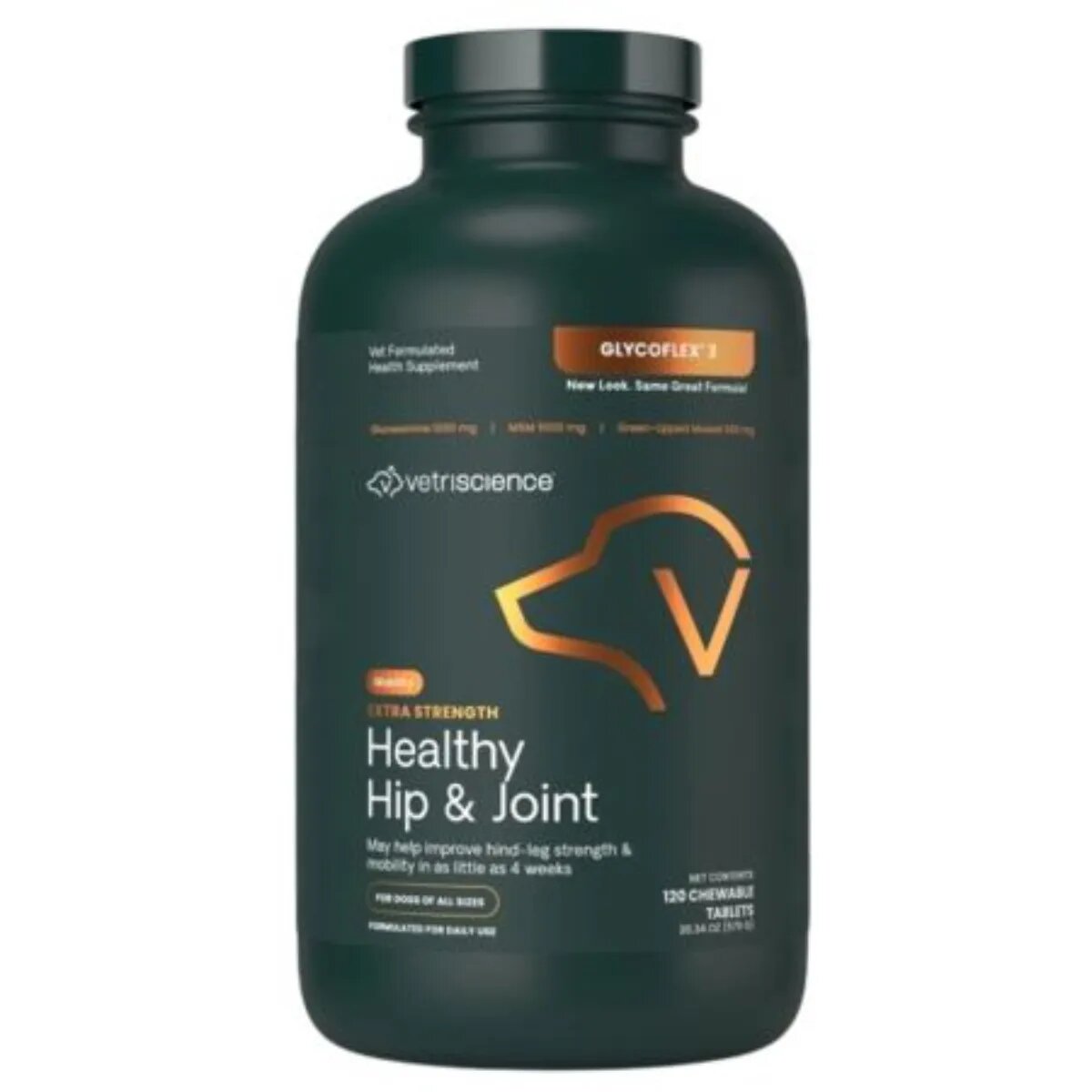 VETRISCIENCE Extra Strength Healthy Hip & Joint (Glycoflex stage3) supliment sistem articular câini comprimate masticabile Extra Strength Healthy Hip & Joint (Glycoflex stage3) XS-XL supliment sistem articular câini flacon 120 comprima
