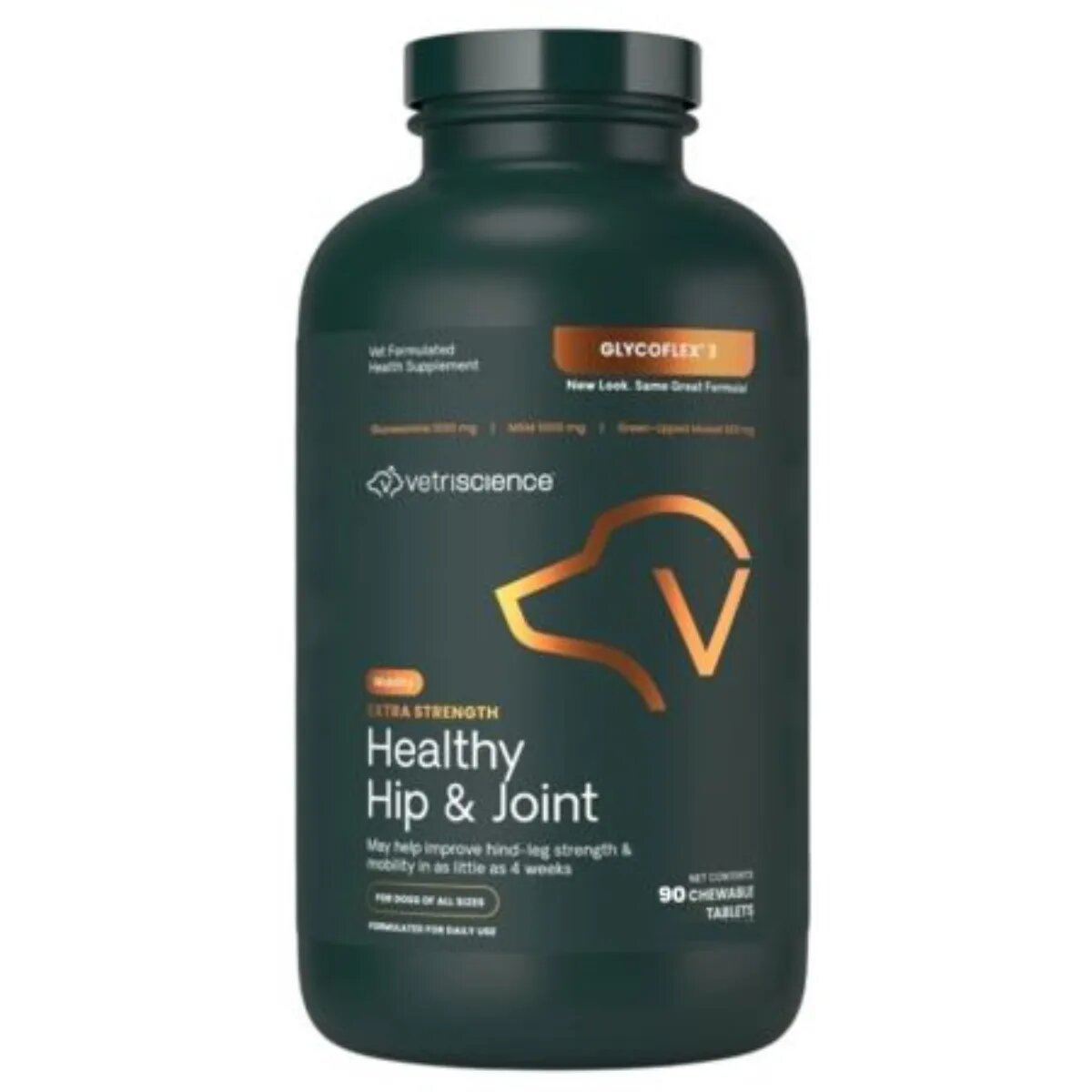 VETRISCIENCE Extra Strength Healthy Hip & Joint (Glycoflex stage3) supliment sistem articular câini comprimate masticabile Extra Strength Healthy Hip & Joint (Glycoflex stage3) XS-XL supliment sistem articular câini flacon 90 comprimat
