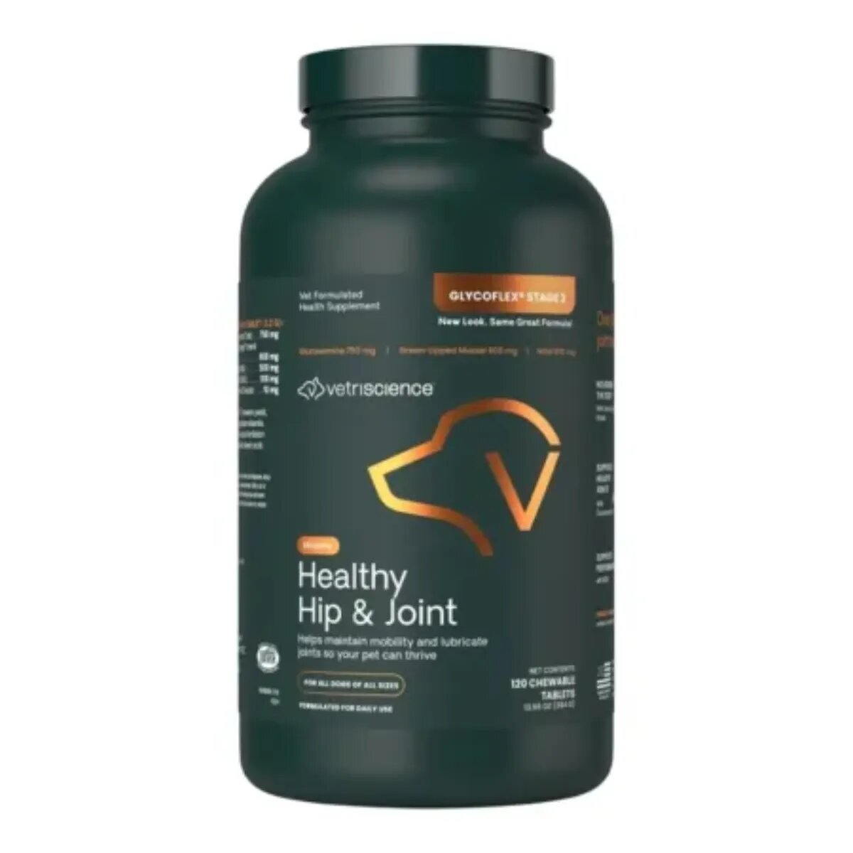 VETRISCIENCE Healthy Hip & Joint (Glycoflex stage2) supliment sistem articular câini comprimate masticabile Healthy Hip & Joint (Glycoflex stage2) XS-XL supliment sistem articular câini flacon 120 comprimate masticabile