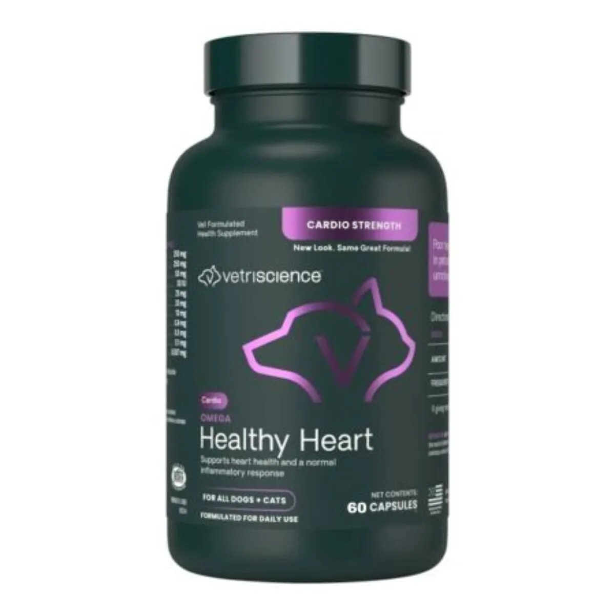 VETRISCIENCE Omega Healthy Heart supliment sistem cardio-vascular câini capsule Omega Healthy Heart XS-XL supliment sistem cardio-vascular câini flacon 60 capsule