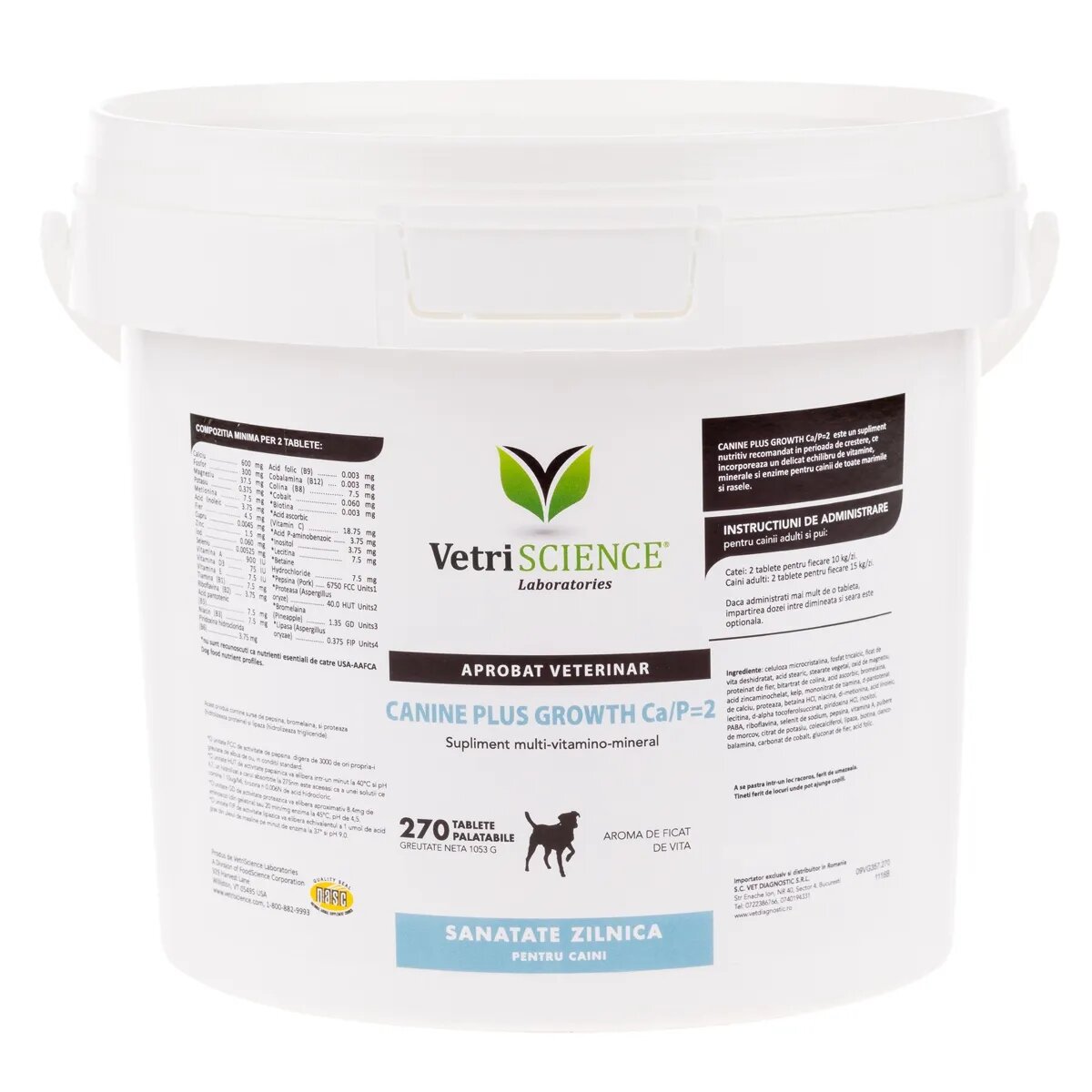 VETRISCIENCE VETRI SCIENCE Canine Plus Growth Ca/P suplimente creștere și vitalitate câini 270tbl masticabile