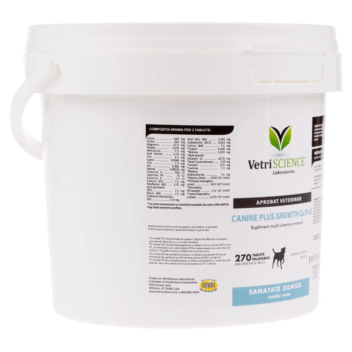 VETRISCIENCE VETRI SCIENCE Canine Plus Growth Ca/P suplimente creștere și vitalitate câini 270tbl masticabile