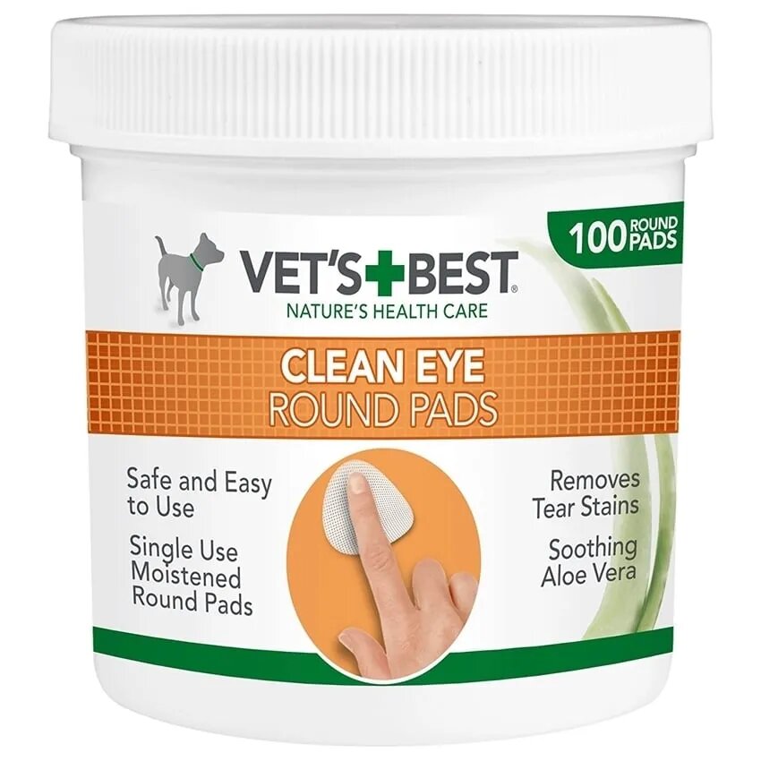 Vet's Best Clean Eye șervețele igiena ochilor câini anti-pete Aloe Vera cutie 100buc