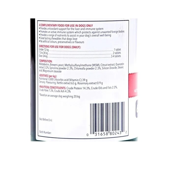 Vet's Best Supliment Nutritiv pentru Caini Imunitate 60 tablete