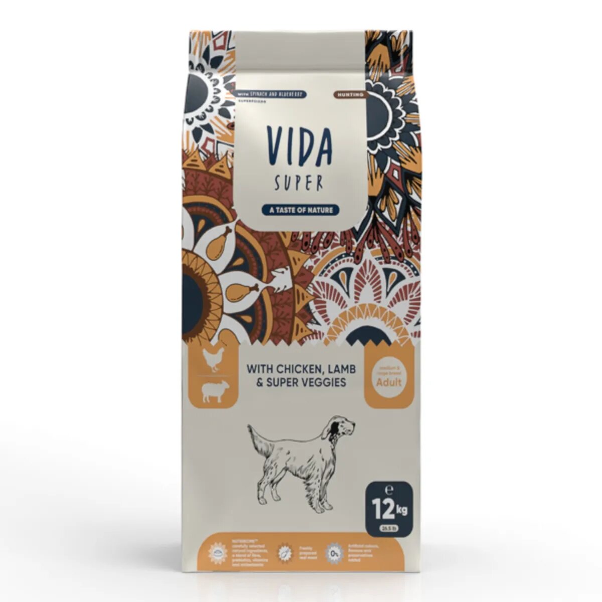 VIDA SUPER Hunting M-XL Pui Miel și Legume hrană uscată câini 12kg