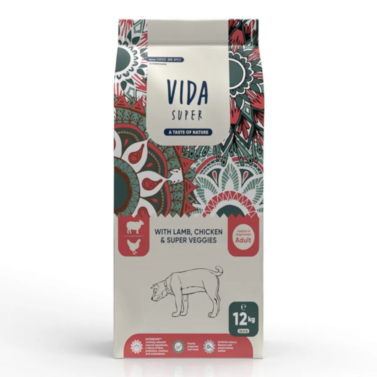 VIDA SUPER M-XL Miel Pui și Legume hrană uscată câini 12kg