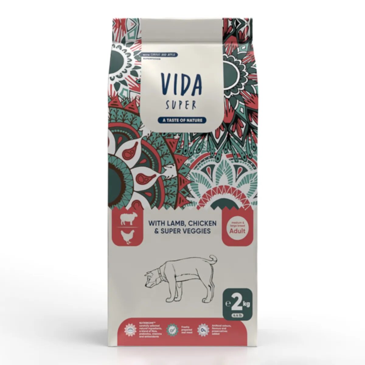 VIDA SUPER M-XL Miel Pui și Legume hrană uscată câini 2kg
